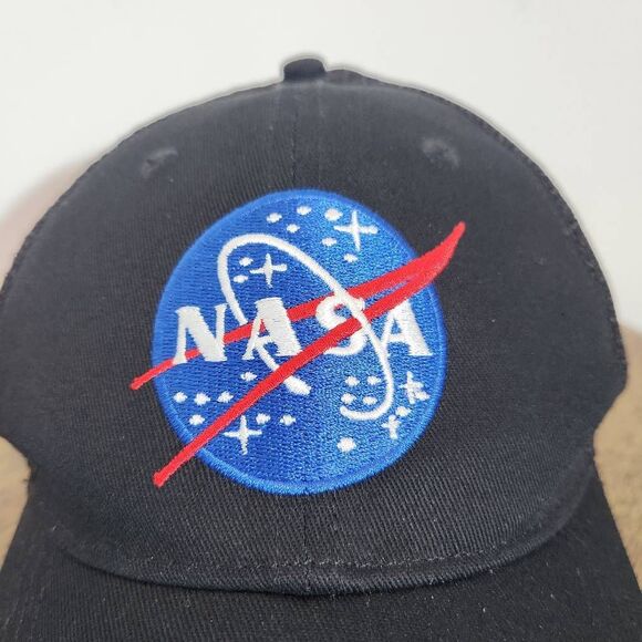 NASA Black Baseball Cap One Size NASA Blue Logo Trucker Hat - Picture 3 of 6
